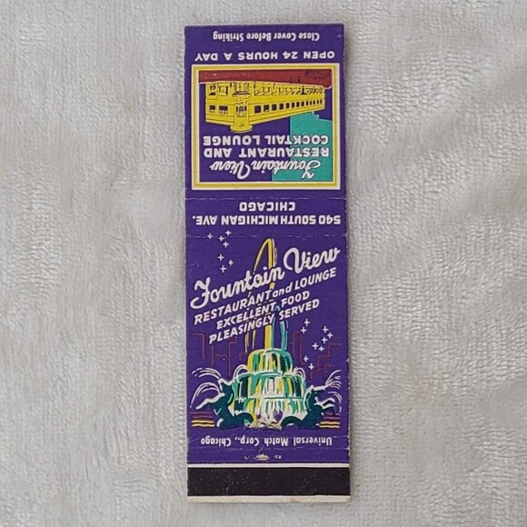 Front Strike Matchbook Cover Fountain View Restaurant Lounge Chicago IL Illinois - Picture 4 of 5